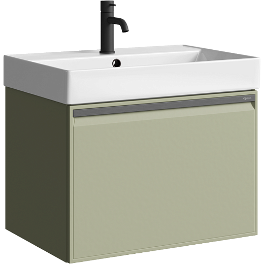 AQWELLA Pure подвесная тумба с умывальником в комплекте 66 см, цвет зелёный матовый